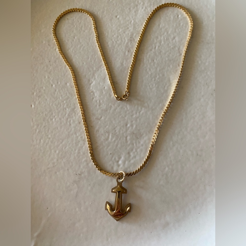 Vintage Swank GF Anchor Necklace